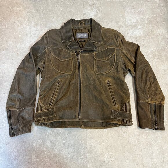 Vintage Wilsons Billings Heavy Roughout Leather Moto Jacket Size XL